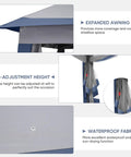 Features of 11x11 Pop Up Canopy Tent With Netting And Carry Bag, Easy Setup Outdoor Gazebo For Backyard, Spacious Blue Party Shelter With Mesh Walls