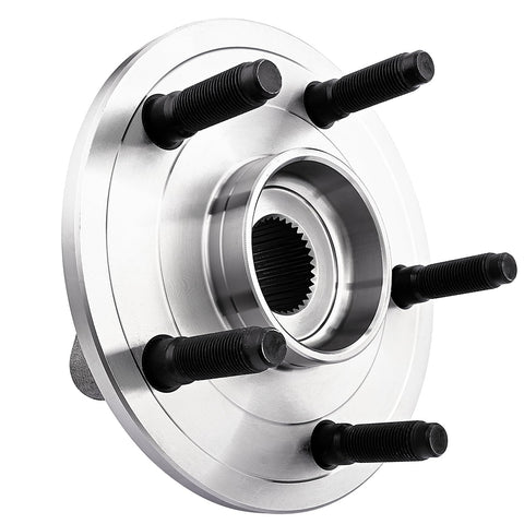 Front view of a 5-lug front wheel bearing assembly for Dodge Ram 1500 2009 2010 2011 with ABS Hub Replacement Fits Right In Plug And Play