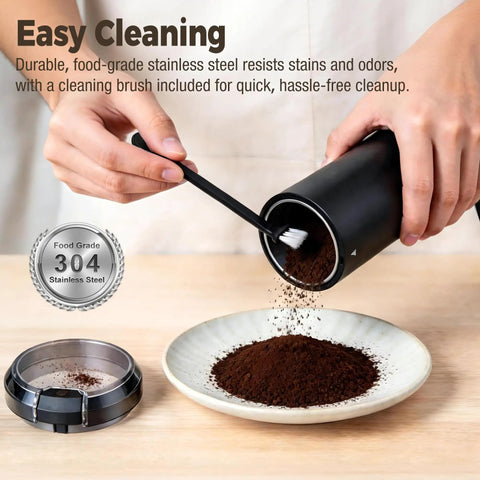 One Touch Electric Coffee Grinder For Beans, Spices, Herbs And Seeds, Compact Black Kitchen Mill With Clean Brush