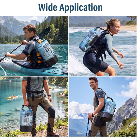 10L Waterproof Dry Bag Backpack For Men And Women Roll Top Secure Seal Ultra Durable Lightweight Dry Sack in outdoor use