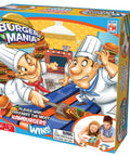 Box of Burger Mania Build And Race Conveyor Belt Game For Kids 6 And Up Fast Paced Burger Assembly Challenge With Two Players