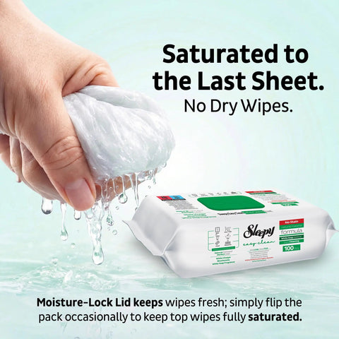 XL All Purpose Cleaning Wipes 100 Count No Streak Natural Vinegar And Baking Soda Formula Jumbo 8x8 Inches shown saturated.
