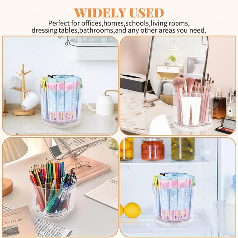 360 Degree Spin Drink Packet Organizer For Pantries And Cabinets, Clear acrylic holder with tea bags and drink packets in use