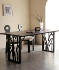 Interior with dining table featuring 28 Inch Metal Table Legs Set Of 2 Built Tough Heavy Duty Industrial Modern Desk Bases With Laser Engraving Cutout Pattern Rectangular Frame