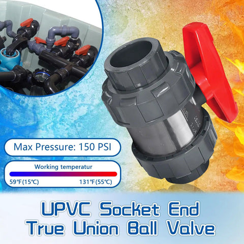 1 Inch UPVC Ball Valve True Union Full Flow PVC SCH 80 Shut Off For Irrigation Pool And Venting Systems Double Union With EPDM O Rings