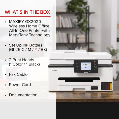 All-In-One Wireless Color Printer With Refillable Ink Tank System, Duplex Printing, Auto Document Feeder, 2.7 Inch Color Touchscreen