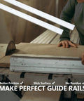 Person using Crosscut Sled For Table Saw With UHMW Plastic Surface Built Tough Three Quarters Inch By Three Eighths Inch By Seventeen Inch