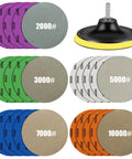 Water Grit Sandpaper Kit With 5 Inch Backing Pad For Wet And Dry Grinding 2000 3000 5000 7000 10000 Grits Hook And Loop Discs