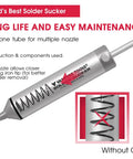 Pro Grade Desoldering Pump Solder Sucker Kit With 4 Spare Silicone Tubes Heat Resistant Nozzle Up To 350C Non Clogging