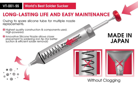 Pro Grade Desoldering Pump Solder Sucker Kit With 4 Spare Silicone Tubes Heat Resistant Nozzle Up To 350C Non Clogging