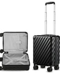 Underseat Carry On Luggage With Spinner Wheels Polycarbonate Hard Shell 17.5 By 12 By 8 Inches Airline Approved 23 Liters Capacity
