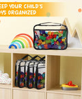 Clear See Through Toy Storage Bags 8 Pack With Zippers Portable Handle Travel Ready Organizer on shelf with toys