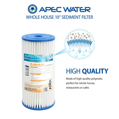 CB1 SED20 BB Whole House Sediment Water Filter System For Home Use 20 Inch 30 Micron Pleated Cartridge Reusable Washable