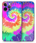 Spiral Tie Dye Full Body Skin Decal Wrap Kit For iPhone 13 With Screen Trim And Back Skin Matte Soft-Touch Finish