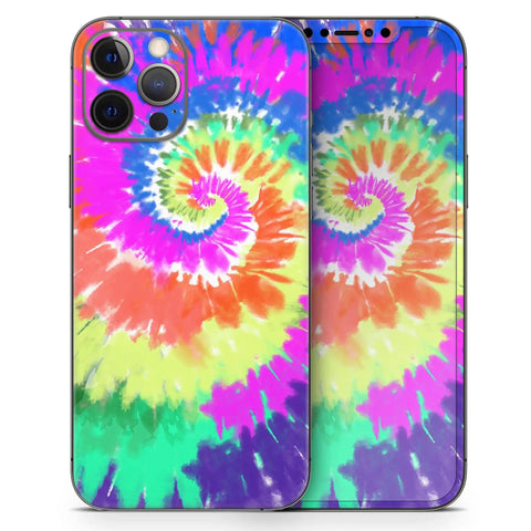 Spiral Tie Dye Full Body Skin Decal Wrap Kit For iPhone 13 With Screen Trim And Back Skin Matte Soft-Touch Finish