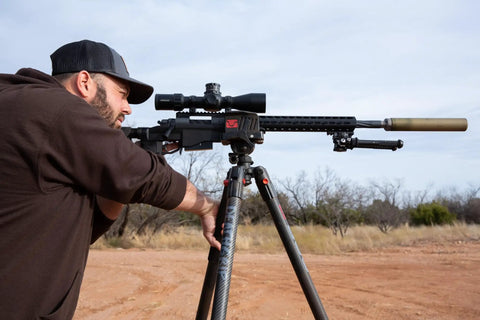 Hunter using DeathGrip Aluminum Tripod With Durable, Lightweight Aluminum Frame For Hunting And Outdoors, Rock Solid Platform