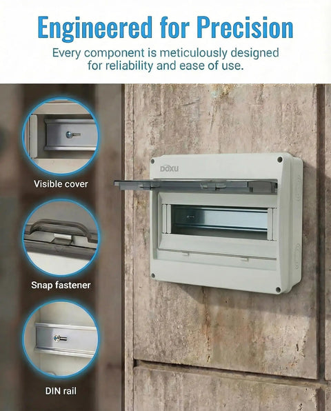 12 Way HT Circuit Breaker Box Distribution Protection Enclosure With IP66 Waterproof Dustproof Rating For Industrial Electrical Panels And Built Tough Circuit Management In Harsh Environments, white PC/ABS