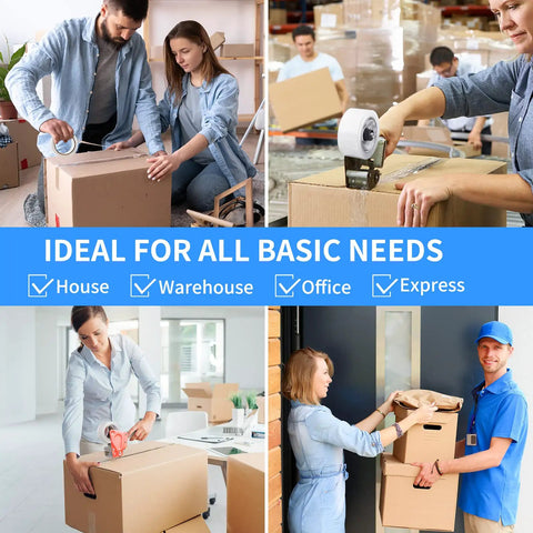 Clear Packing Tape 18 Rolls Heavy Duty Sealing Tape For Shipping And Moving, workers using packing tape on boxes
