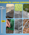 Beefy Thickened 8 Gauge Circle Top Landscape Fabric Stakes, 6 Inch Galvanized Garden Staples That Will Not Bend, Heavy Duty