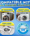 Heavy Duty Washer Cleaning Tabs For Pet Houses Dissolves Fur And Gunk Quick Erases Foul Smells In Front Or Top Load He Washers compatible with all types of machines.