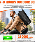 Flex Your Brand On This Head Turning Outdoor Mobile Digital Walking Billboard Backpack With A 32 Inch Full HD Led Screen displayed on a cyclist.
