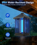 Indoor Outdoor Bug Zapper With Auto Smart Light Sensor 4000V Electric Mosquito Trap Covers 2100 Sq Ft IPX4 Waterproof Lamp hanging outdoors