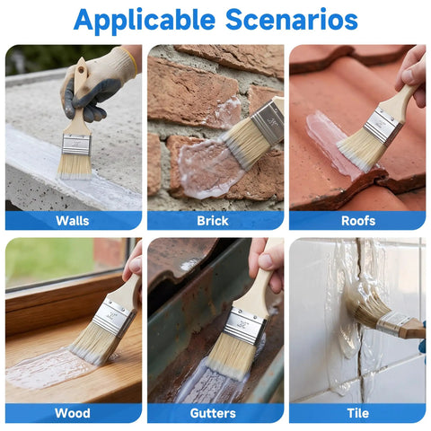 Straight Up Heavy Duty Transparent Waterproof Sealant To Nail Every Indoor And Outdoor Leak One Gallon Size used on walls, brick, roofs, wood, gutters, and tile.
