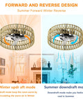 Geelife 3 Pc Ceiling Fan with Remote Control Low Profile Flush Mount, White showcasing summer and winter modes.