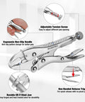 Mini 4 Inch Curved Jaw Locking Pliers With Wire Cutter Chrome Vanadium Steel Vise Grips for clamping, twisting, welding jobs.
