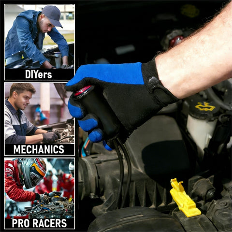 Person using All In One Engine Diagnostic Kit With Heavy Duty Remote Starter Switch And Spark Plug Tester for engine check