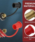 Solid As A Rock Heavy Duty Car Remote Battery Terminals, black and red stud jumper post adapters with caps.