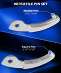 Versatile pin set with round pins 5/32-5/16 inch and square pins 5/16-7/16 inch for All-In-One Adjustable Pin Spanner Wrench Set.
