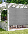 5x7 Gray Sun Shade Sail With Straight Edge And Grommets covering patio pergola in garden, 190 GSM HDPE material