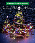 4 Pack Upgraded Solar Flower Lights For Garden Waterproof Outdoor Cherry Blossom LED Lights illuminating snowy garden scene.