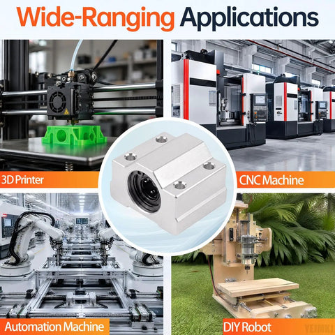 4 Pack SCS12UU Linear Bearing Blocks 12mm Shaft Pillow Block for smooth movement in 3D printers, CNC machines, and automation.