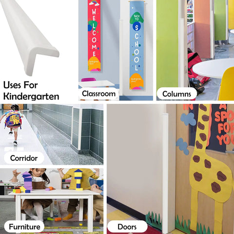 Soft Yet Sturdy Rubber Wall Corner Guard Edge Protector For Baby Proofing in classroom, corridor, and kindergarten settings