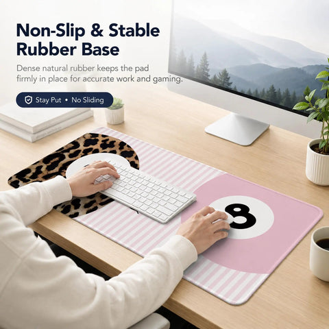 Person using a Funky Cheetah Lucky 8 Ball Large Mouse Pad 31.5 by 15.7 Inches For Gaming And Work With Non Slip Rubber Base.