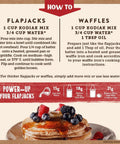 Recipe instructions for flapjacks and waffles with an image of pancakes topped with berries, Protein Pancake Power Cakes Buttermilk Mix Pack Of 6 Non GMO Flapjack And Waffle Breakfast Mix Made With Whole Wheat And Oat Flours Delivers 14g Protein Per Serving For Quick Strong Start