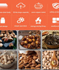 Various roasted nuts and seeds below product features of Heavy Duty Commercial Bean And Nut Roaster Machine for home and cafe use.