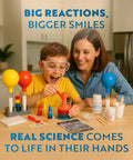 Child and adult using Epic Chemistry Set With 52 Hands On Experiments For Kids Aged 8 To 12 Volcano Lab Project Epic Foaming Reactions