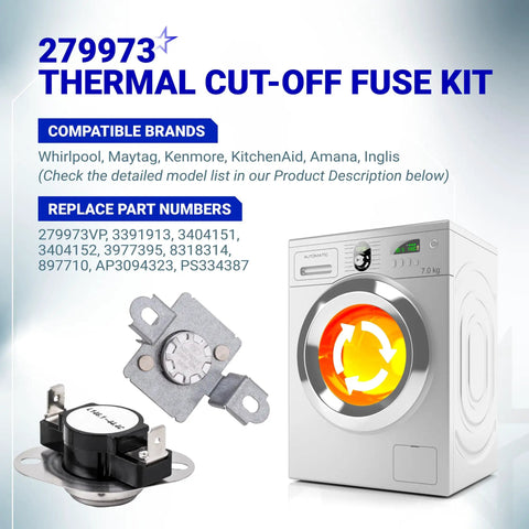 Dryer Thermal Cut Off Fuse Kit For Whirlpool Kenmore Maytag KitchenAid Electric Dryers Replacement Parts 8318314 display