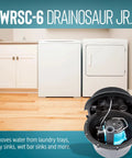 Compact Under Sink Sump Pump System Drainosaur 115V One Third HP 2760 GPH near washing machine and dryer unit