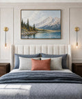 XYDikssn Crystal Wall Sconces, Brushed Gold Brass Wall Lights with Clear Crystal Glass, Hardwired Hanging Wall Lamps mounted beside a bed with decorative pillows.