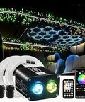 Dual Color Fiber Optic Star Headliner Kit for Cars, 900 Fiber Optic Strands, 20W Light Power, app and remote shown