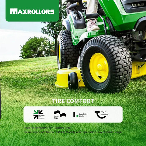 Lawn mower with Two Pack Tubeless Lawn Mower Tire And Wheel Set For Rear Size Twenty Inch Diameter By Eight Inch Width Rim Eight Inch