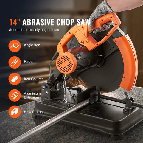 Heavy Duty Workhorse Abrasive Chop Saw With 14 Inch Blade 2300W 3600RPM Metal Cutting Machine cutting metal tube