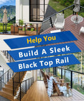 Built Tough 8 Foot T304 Stainless Steel Handrail In Sleek Black For Deck And Stair Projects Featuring Two By One Inch Rectangular Profile With Heavy Duty Cable Railing Mounts And Hassle Free Residential Safety Install.