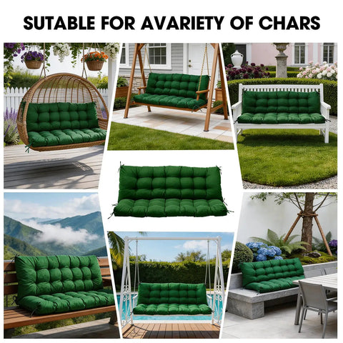 Thick Waterproof Porch Swing Cushion For Outdoor Two To Three Seater With Ties Cozy Replacement Bench Pad 60 By 40 Inches Dark Green Upgraded Memory Foam Blend For Patio Backyard And Garden