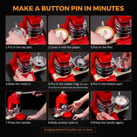 Instructions for using the Premium DIY Button Making Kit Includes 200 Sets Of 32Mm 1 26 Inch Metal Button Blanks And Protective Film.
