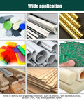 Image showing wide application materials for CNC machining, including plastics, aluminum, brass, PVC, PCB, wood, plywood, nylon.